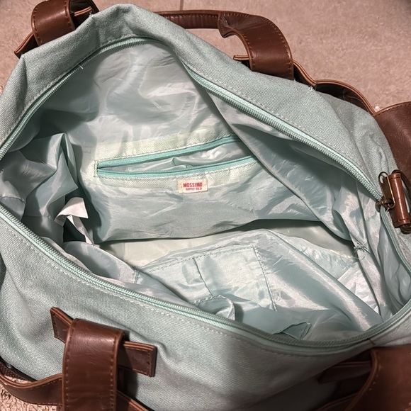 Mossimo- Aqua and Brown Canvas Weekender - Picture 2 of 3